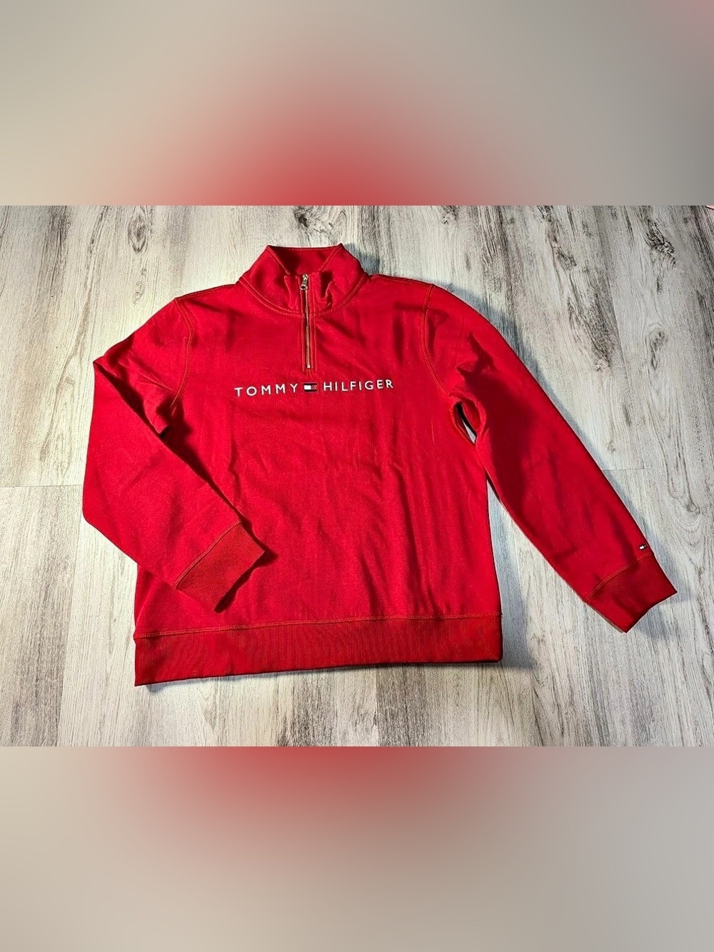 Tommy Hilfiger Essential Classic Quarter-Zip Sweatshirt Red